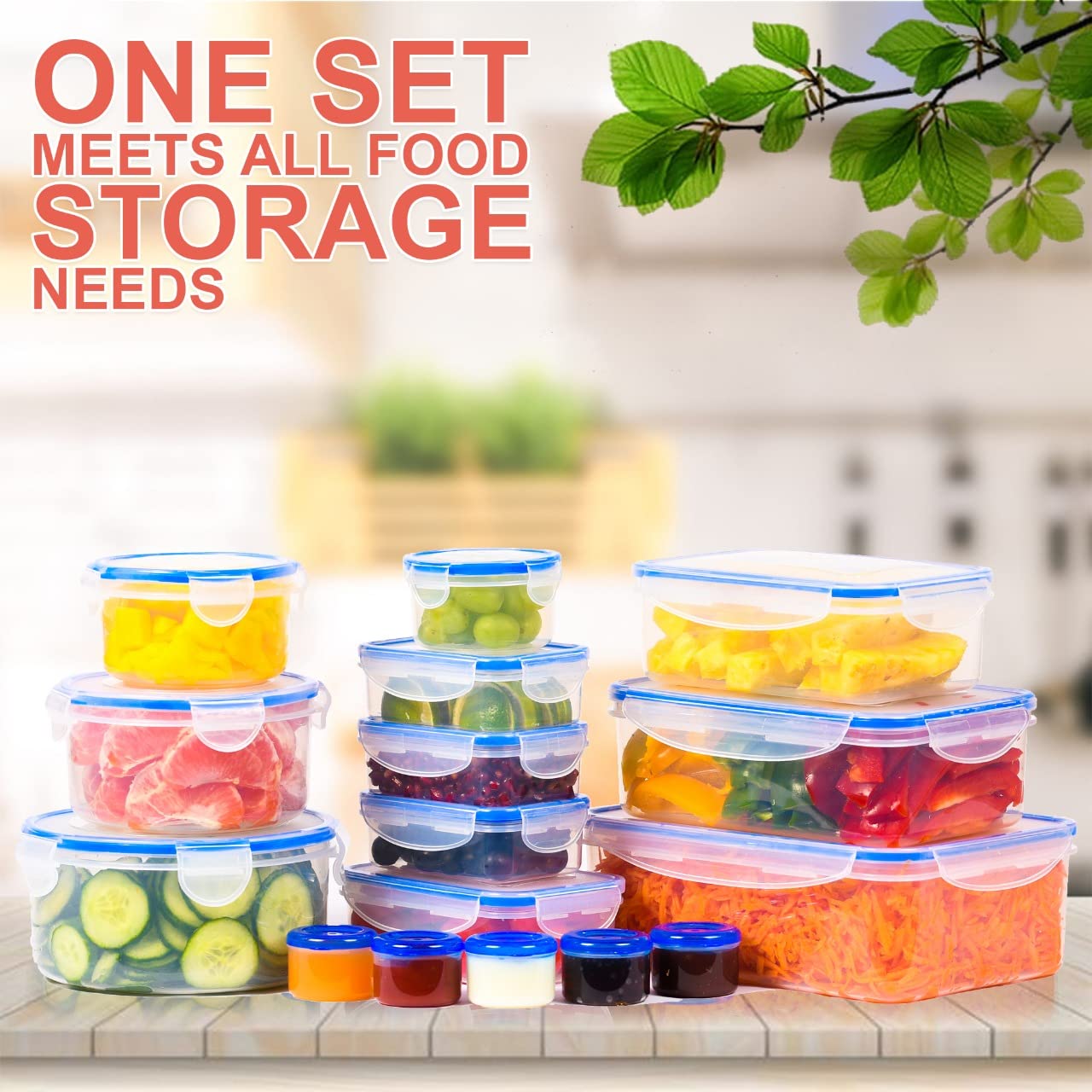 50 Pcs Large Food Storage Containers with Lids Airtight-85 oz to Sauces Box-Total 526Oz Stackable Kitchen Bowls Set Meal Prep Containers-BPA Free Leak proof Plastic Freezer Microwave safe
