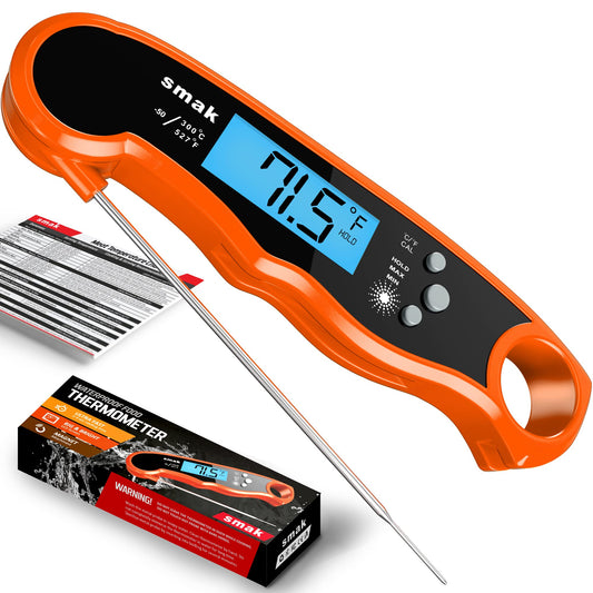 Digital Instant Read Meat Thermometer - Waterproof Kitchen Food Cooking Thermometer with Backlight LCD - Best Super Fast Electric Meat Thermometer Probe for BBQ Grilling Smoker Baking Turkey