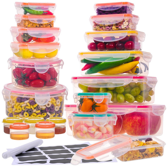 50 Pcs Large Food Storage Containers with Lids Airtight-85 oz to Sauces Box-Total 526Oz Stackable Kitchen Bowls Set Meal Prep Containers-BPA Free Leak proof Plastic Freezer Microwave safe