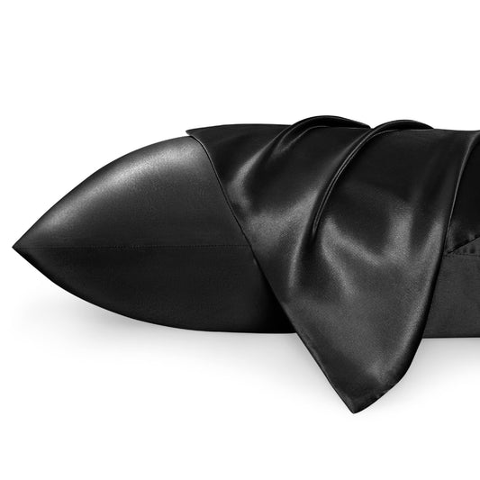 Bedsure Satin Pillow Case Queen Size 2 Pack - Similar to Silk Pillow Cases, Silky Pillowcase Covers for Hair and Skin with Envelope Closure, Gifts for Women Men, Grey, 20x30 Inches
